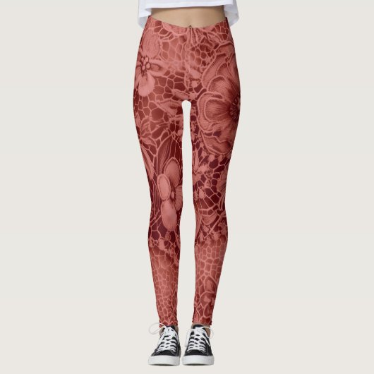 "Blood Red Vintag Lace" Leggings (Vorderseite)