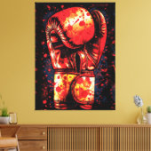 Blood-Splattered Red Boxing Gloves Dramatic Art Leinwanddruck (Insitu (Wohnzimmer))