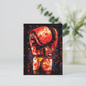 Blood-Splattered Red Boxing Gloves Dramatic Art Postkarte (Stehend Vorderseite)