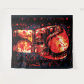 Blood-Splattered Red Boxing Gloves Dramatic Art Wandteppich (Vorderseite (Horizontal))