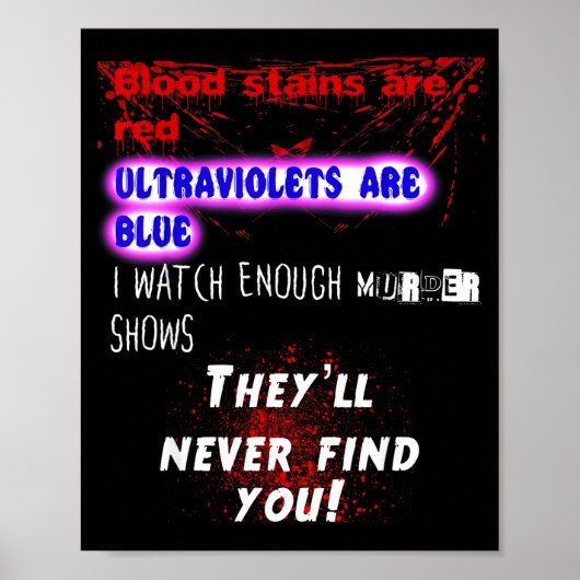 Blood Stains Are Red Ultraviolets Blue Theyll Neve Poster (Vorne)