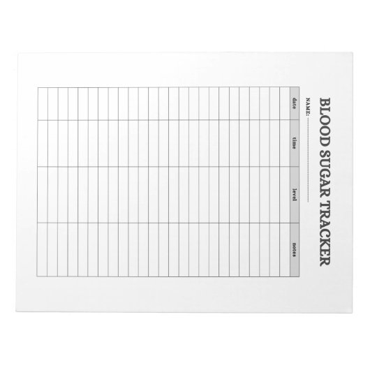 BLOOD SUGAR TRACKER NOTIZBLOCK (Vorderseite)