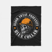 Blood Sweat Profanity Construction Worker Skull Bl Fleecedecke (Vorderseite)