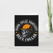 Blood Sweat Profanity Construction Worker Skull Bl Karte (Vorderseite)