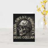 Blood Sweat Profanity Construction Worker Skull Bl Karte (Gelbe Blume)