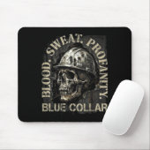 Blood Sweat Profanity Construction Worker Skull Bl Mousepad (Mit Mouse)