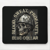Blood Sweat Profanity Construction Worker Skull Bl Mousepad (Vorne)