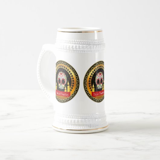 Bloodcurdling einschüchterndes des Zuckerschädels Bierglas (Vorderseite Links)