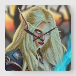 Bloodelf Magician Quadratische Wanduhr