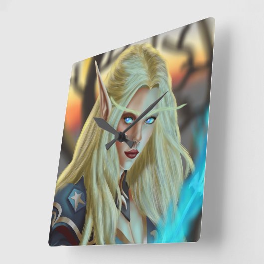 Bloodelf Magician Quadratische Wanduhr (Winkel)