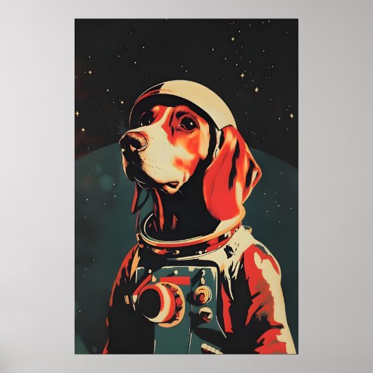 Bloodhound Astronaut Poster, Bloodhound Retro Poster (Vorne)