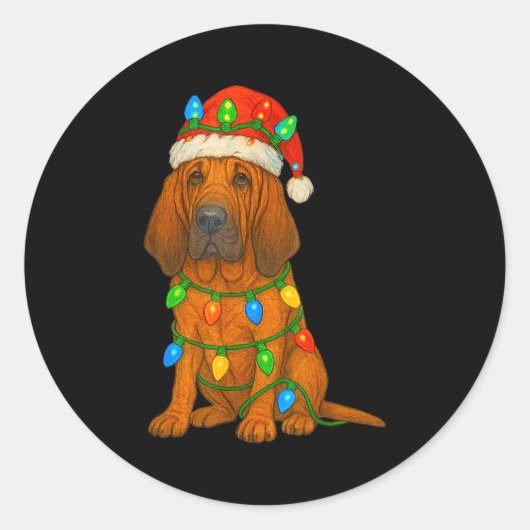 Bloodhound Christmas Lights Dog Lover Xmas Pajama Runder Aufkleber (Vorderseite)