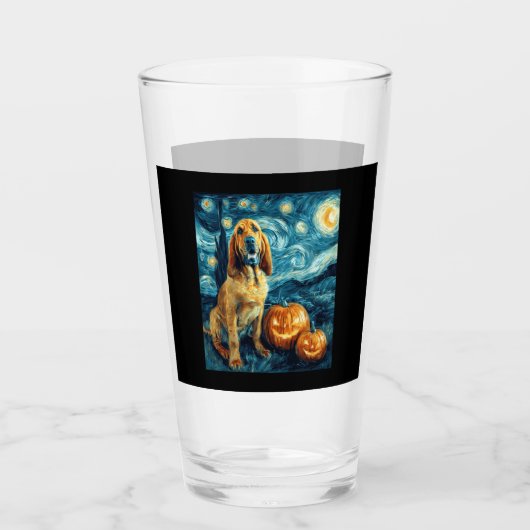 Bloodhound Cute Dog Halloween Jack O Lantern Pumpk Glas (Vorderseite)