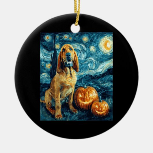 Bloodhound Cute Dog Halloween Jack O Lantern Pumpk Keramik Ornament (Vorne)