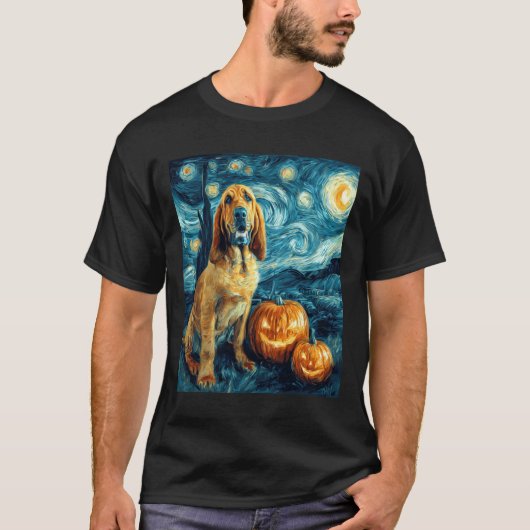 Bloodhound Cute Dog Halloween Jack O Lantern Pumpk T-Shirt (Vorderseite)