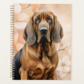Bloodhound Dog Lover and Peach Blossoms Planer (Vorderseite)