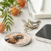 Bloodhound Dog Lover and Peach Blossoms Schlüsselanhänger (Seite)