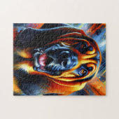 Bloodhound Dog Portrait Akryllische Kunst Print Do Puzzle (Horizontal)