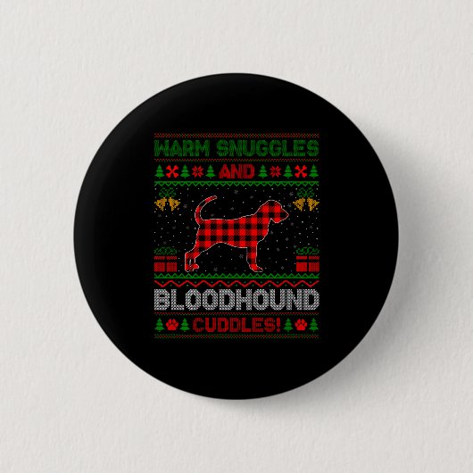 Bloodhound Dog Ugly Christmas Sweater Funny Dog Lo Button (Vorderseite)