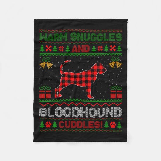 Bloodhound Dog Ugly Christmas Sweater Funny Dog Lo Fleecedecke (Vorderseite)