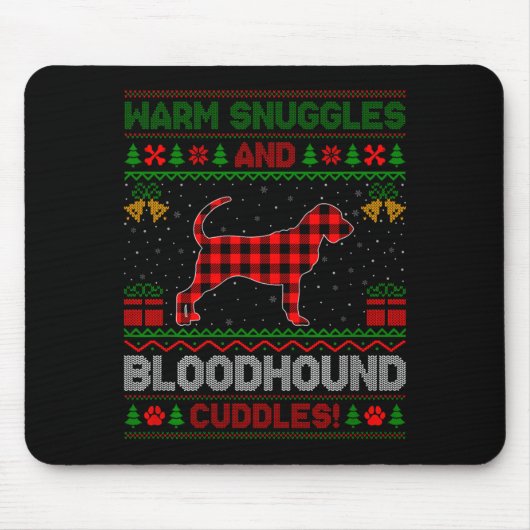 Bloodhound Dog Ugly Christmas Sweater Funny Dog Lo Mousepad (Vorne)