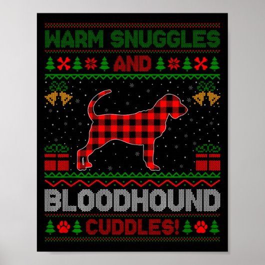 Bloodhound Dog Ugly Christmas Sweater Funny Dog Lo Poster (Vorne)