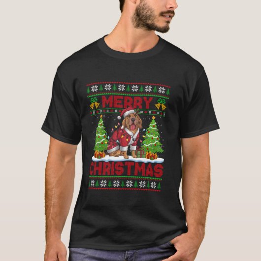 Bloodhound Dog Xmas Tree Ugly Santa Bloodhound Chr T-Shirt (Vorderseite)
