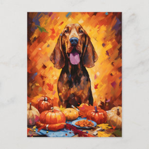 Bloodhound Herbst Thanksgiving  Postkarte