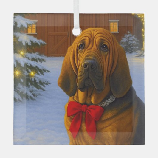 Bloodhound Holiday Ornament Aus Glas (Vorderseite)