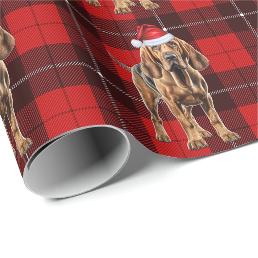 Bloodhound Holiday Red Kariert Weihnachten Geschenkpapier (Rolleneckpunkt)