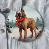 Bloodhound Hund im Schnee Weihnachten Button (Beispiel)