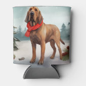 Bloodhound Hund im Schnee Weihnachten Dosenkühler (Vorderseite)