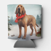 Bloodhound Hund im Schnee Weihnachten Dosenkühler (Rückseite)