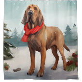 Bloodhound Hund im Schnee Weihnachten Duschvorhang (Vorderseite)