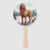 Bloodhound Hund im Schnee Weihnachten Fächer (Vorderseite)