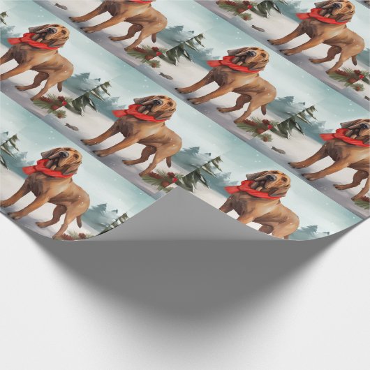 Bloodhound Hund im Schnee Weihnachten Geschenkpapier (Ecke)