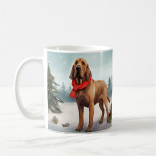 Bloodhound Hund im Schnee Weihnachten Kaffeetasse