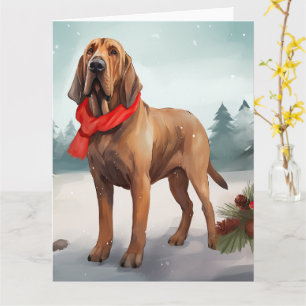 Bloodhound Hund im Schnee Weihnachten Karte