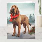 Bloodhound Hund im Schnee Weihnachten Karte (Vorderseite)