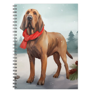Bloodhound Hund im Schnee Weihnachten Notizblock