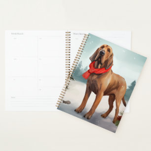 Bloodhound Hund im Schnee Weihnachten Planer