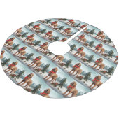 Bloodhound Hund im Schnee Weihnachten Polyester Weihnachtsbaumdecke (Schrägansicht)