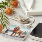 Bloodhound Hund im Schnee Weihnachten Schlüsselanhänger (Vorderseite rechts)