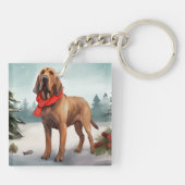 Bloodhound Hund im Schnee Weihnachten Schlüsselanhänger (Rückseite)