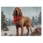 Bloodhound Hund im Schnee Weihnachten Schneidebrett (Vorderseite)