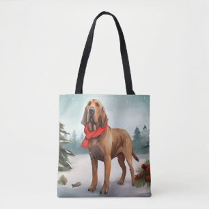 Bloodhound Hund im Schnee Weihnachten Tasche