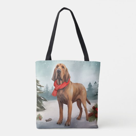 Bloodhound Hund im Schnee Weihnachten Tasche (Rückseite)