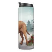 Bloodhound Hund im Schnee Weihnachten Thermosbecher (Nach rechts gedreht)