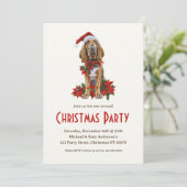 Bloodhound Hund in einer Weihnachtsmannmütze Weihn Einladung (Stehend Vorderseite)