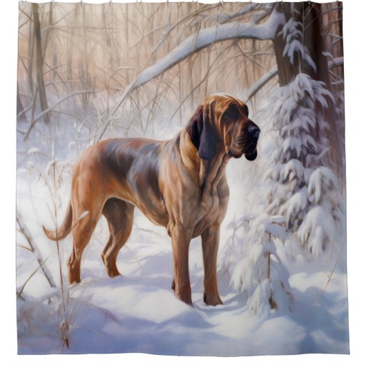 Bloodhound lassen es Weihnachten schnee Duschvorhang (Vorderseite)